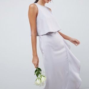 ASOS Bridesmaid Wedding Crop Top Maxi Purple Dress